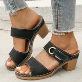 Hook Loop Thick High Heel Sandals Women Hollow Out Summer Beach Sandles Woman Plus Size Anti-Slip Platform Sandalias De Mujer
