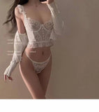 Tanga Dentelle Française Noël Pure Desire Transparent Fente Haute Sans Retirer Érotique T Pant Confort Taille S-XL MOYISU AB