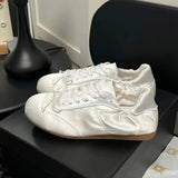 2026 Brand New Summer Satin Pink Cute Ballet Flats Shoes Women Sweet Casual Sneakers Shoes Trainers Comfy Walk Daily Footwear