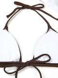 3 Pieces Triangle Halter String Bikini 2026 Solid Swimwear Female Sexy Swimsuit Women Bathers Bathing Swimming Swim Suit