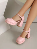 NASBAVI Platform Pumps Chunky Heel Ankle Strap Shoes 2025 Spring Summer Wedding Shoes Fashion Sexy Mary Janes Pumps Big Size 48