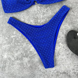 Sexy Wrinkled Bandeau Strapless Bikini Women Swimwear Female Swimsuit Two-Pieces Bikini Set Bather Bathing Suit Swim Lady V3367L