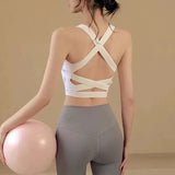 Women's Shock Absorbing Sports Bra Gathered Design Running Fitness Vest Underwear Quick Dry Comfortable Bra for Active Women