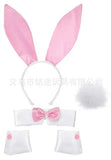 Easter Bunny Girl Cosplay 3-Piece Prop Set - Satin Headband Fluffy Rabbit Tail for Halloween Christmas