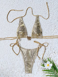 2026 Summer Women's Swimsuit Snake Print Micro Bikini Set Beachwear Sexy Backless Lace-up Swimwear Low Waist Bathing Suits Beach