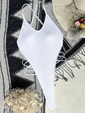 Sexy Criss Cross Backless Female Swimwear One Piece Swimsuit Women Extreme String Thong Monokini High Cut Bathing Suit Swim Lady