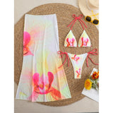 10 Color Flowers Halter Bikini Female Swimsuit Women Swimwear Three-pieces Bikini set With Skirt Bather Bathing Suit Swim V6637C