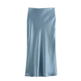 Foridol Autumn Winter Burgundy Satin Skirt Women Party Silk Skirt High Waist Straight Long Faldas Mujer Christmas Skirt