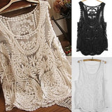 Women's Sleeveless Lace Tank Top Sexy Embroidery Hollow-out Floral Crochet Shirt Tank Tops for Women 2025