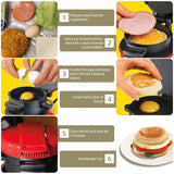 Portable Burger Sandwich Omelette Toaster Maker Breakfast Sandwich Hamburger Maker with Egg Cooker Ring Non Stick for Pancakes