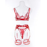 Bikini Fashion Sexy Plot Person Flame Metal High-End Temptation Slim Sexy Lingerie Four-Piece Set