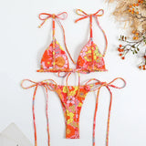 sexy floral print micro mini bikini halter string triangle swimwear thong swimsuit women biquini bikini set bathing suits