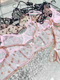 Elegant French Lingerie Set Sexy Lace Dotted Mesh Bra, Ultra Thin Large Bust Minimizer Push Up Anti Sagging Comfort MOYISU 32-38