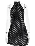 FDYOUI Woman Clothes Halter Sleeveless Polka Dot Satin Short Dress 2026 Summer Sexy Bandage Backless Mini Evening Party Dresses
