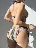 S - XL Printed Deep V Neck Halter One Piece Swimsuit Women Swimwear Female High Leg Cut Monokini Backless Bathing Suit Swim Lady