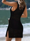 Summer Vest Beach Dresses Women Solid Color Hollow Out Knitted Beachwear Fashion Casual Lady Vacation Mini Dress Female 2025 New