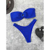 Wrinkled Bandeau High Cut Bikini Women Swimwear Female Swimsuit Two-Pieces Bikini Set Strapless Bather Bathing Suit Swim V3367