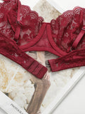 High Quality New Sexy Underwear For Women's Lace Transparent Hollow 3/4 Bra Gathering Steel Ring Push Up Underwear Set HR2634
