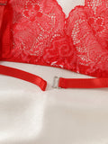 Floral Lace Sexy Lingerie Bow Open Split Cup Intimates Bra And Thongs Sets Crotchless Naughty Porn Sex Outfit Women's Underwear