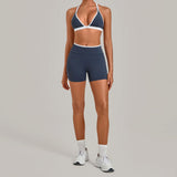 Summer Yoga Set 2Pcs Women's Tracksuit Back Cross Sports Bra Sportswear High Waist Butt-Lifting Fitness Pants Workout Top Suit