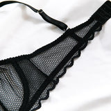 Toucheart Sexy Lingerie Suit for Women Lace Mesh Ultra-thin Underwear Comfortable Bra Set with Steel Rings Hollow Out Underwear