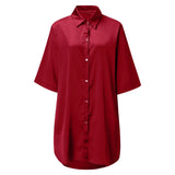 New Women's Solid Color Silky Comfortable Soft Pajamas Sexy Short Sleeve Nightshirt Smooth & Skin-Friendly Home Sleepwear Lounge