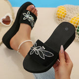 Gold Crystal Wedge Heel Slippers Women Plus Size 42 Thick Platform Sandals Woman 2026 Summer Lightweight Non Slip Beach Slides