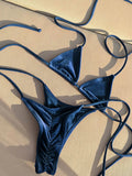 Retro Triangle Lace Up Bikini Women's Bathing Suit Fashion Lady Low Waist Frill Biquini Swimwear Sexy Mujer Swimsuit Beachwear