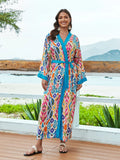 2026 Women Swimsuit Beach Cover Up dress Sleeve Kaftan Beach Tunic Long Pareos Bikinis Cover ups Summer Robe Plage Beachwear