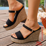 Plus Size 43 Chunky Wedges Sandals Women 2026 Summer Slip On Platform High Heels Sandals Woman Peep Toe Thick Sole Slippers
