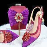 Doershow High Quality African Style Ladies Shoes And Bags Set Latest coffee Italian Shoes And Bag Set For Party  HGH1-14