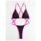 Cikini Summer Beach Women's Contrast Trim Halterneck One-Piece Swimsuit Sexy Swimwear Bathing Suit