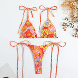 sexy floral print micro mini bikini halter string triangle swimwear thong swimsuit women biquini bikini set bathing suits