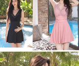 New Swimsuit for Women in Hot Spring Style, Slimming and Covering The Belly, V-neck Skirt Style One-piece Plus Size Swimsuit