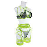 Toucheart Sexy Floral Embroidery Underwear Steel Ring Bra Lace Mesh Sexy Webbing Hollow Waistband Hanging Erotic Lingerie Suit