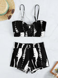 2026 Tie Dye Bikini Drawstring Swimsuit Women High Waist Shorts Swimwear Female Padded Bathing Suit Swimming Beachwear Summer