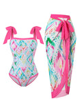 2026 Printed Strappy Swimsuit One Piece & Beach Dress Sexy Swimwear Women Bathing Swimming Swim Suit Female Padded Beachwear