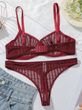 New Fashion Red lace set pretty Underwire set  Party is eye-catching lingerie Set stripe solid color Women set MR2864