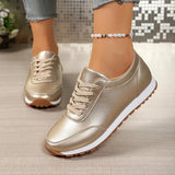 Fashion Gold Silver Platform Sneakers Women Spring Autumn Lace Up Plus Size Casual Sneakers Woman Comfort Non Slip Sport Shoes