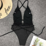 Sexy Deep V Neck Wrap Around Female Swimwear One Piece Swimsuit Women Backless Monokini High Leg Cut Bathing Suit Swim Beachwear