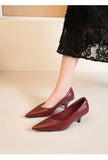 BIGTREE Sexy Classic High Heels Women Pumps Wedding Solid PU 5CM Thin Heels Kitten Heel Office Ladies Slip on Shoes Woman