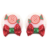 Christmas 2.8"Mouse Ears Hair Clips For Children Sequins Bow Hairpins Girls Festival Party DIY Hair Accessories