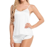 Women Satin Pajama Shorts Sets Mujer Strap Sleeveless Sexy Sleepwear Suit 2PCS  V-Neck Cami Top Short Lingerie Female Nightwear