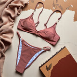 10 Colors V Neck Rhinestones Bikini Female Swimsuit Women Swimwear Padded Bather Bathing Suit Swim Two-pieces Bikini set K8138