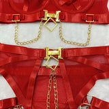Toucheart Erotic Underwear Mesh See-through Patchwork Metal Chain Hot Girls Sexy Seductive Coquette Nightclub Party Dance Suit