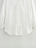 Foridol White Striped Blusas Para Mujer Spring Summer Casual Women Shirt Single Breasted Long Sleeve Loose Shirts Blouses 2025