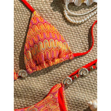 Printed Halter Bikini Female Swimsuit Women Swimwear Two-pieces Bikini set High Cut Leg Strappy Bather Bathing Suit Swim V7939