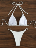 String Thong Bikinis 2025 Women Sexy Triangle Swimsuit Brazil Tong Swimwear Female Padded Bathing Swimming Suit Beachwear Summer