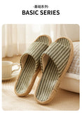 Janpanest Style Cotton Linen Slippers For Womeen Men Leisure House Shoes Striped Style Anti-slip Couples Home Breathable Slides