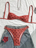 XS - XL Flowers Printed High Cut Bikini Women Swimsuit Female Swimwear Two-pieces Bikini Set Bather Bathing Suit Swim Beachwear